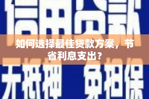 永定如何选择最佳贷款方案，节省利息支出？