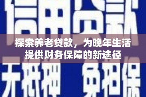 永定探索养老贷款，为晚年生活提供财务保障的新途径