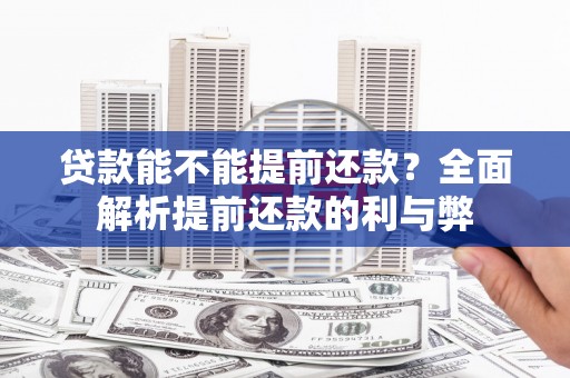 永定贷款能不能提前还款？全面解析提前还款的利与弊